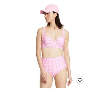 NWT Stony Clover Lane Pink and White Gingham Retro Two Piece